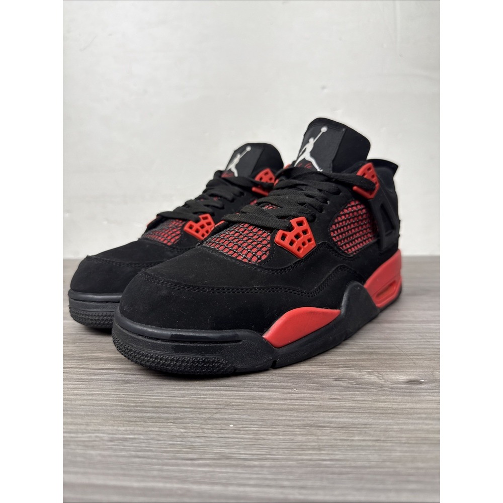Jordan Air Jordan 4 Retro Mid Top Sneakers Black/White/Red 136013-088 SZ 8.5